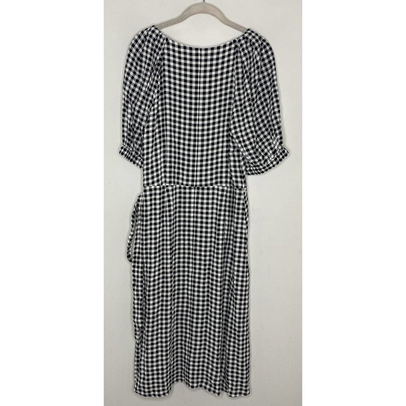 NWT Ann Taylor Black And White Checkered Dress Button Front Puff Sleeve Size 12 - Picture 6 of 6